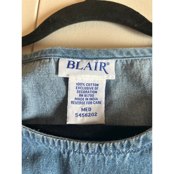 Y2K Blair Peasant Jumper Dress Denim Blue Jean Ladybug Embroidered Cottage Whims - Picture 5 of 5